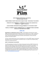 SANTA BARBARA INTERNATIONAL FILM FESTIVAL ANNOUNCES 2026 PROGRAM * * * GRAND OPENING OF SBIFF'S NEW STATE-OF-THE-ART HOME -THE MCHURLEY FILM CENTER * * * OPENS WITH THE US PREMIERE OF " A MOSQUITO IN THE EAR " AND CLOSES WITH US PREMIERE OF " LAUNDRY (Uhlanjululo) " * * * JULIAN SCHNABEL RETROSPECTIVE AND US PREMIERE OF " IN THE HAND OF DANTE " * * * FESTIVAL TO PRESENT 46 WORLD PREMIERES AND 81 U.S. PREMIERES FROM 50 COUNTRIES WITH 50% OF FILMS DIRECTED BY WOMEN [ASSET LINK]